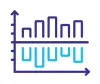 Blue icon of a bar chart
